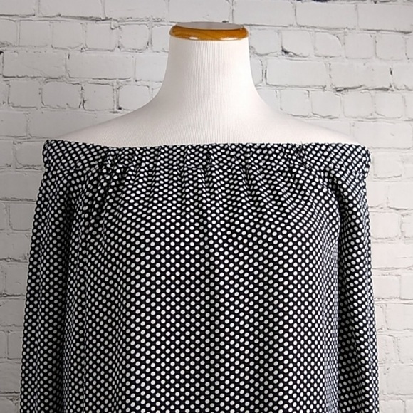 NWT EXPRESS Off Shoulder Polka Dot Shift Dress - Picture 5 of 10